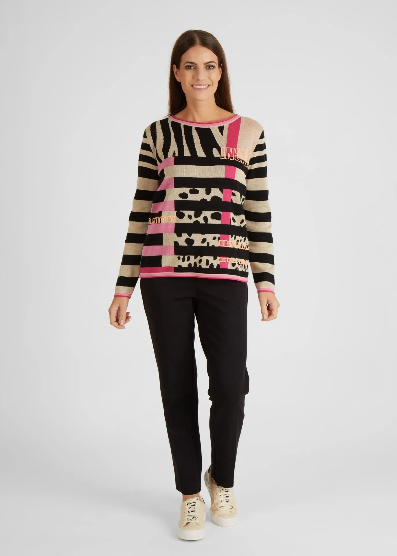 114621- Pink/Beige/Black Stripe jumper - Rabe