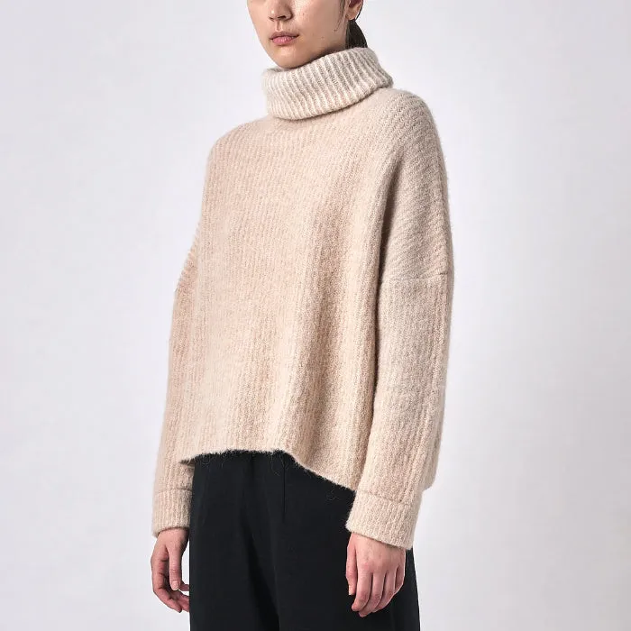 7115 By Szeki Woman Alpaca Turtleneck Sweater Light Stripes