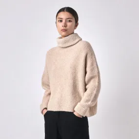 7115 By Szeki Woman Alpaca Turtleneck Sweater Light Stripes