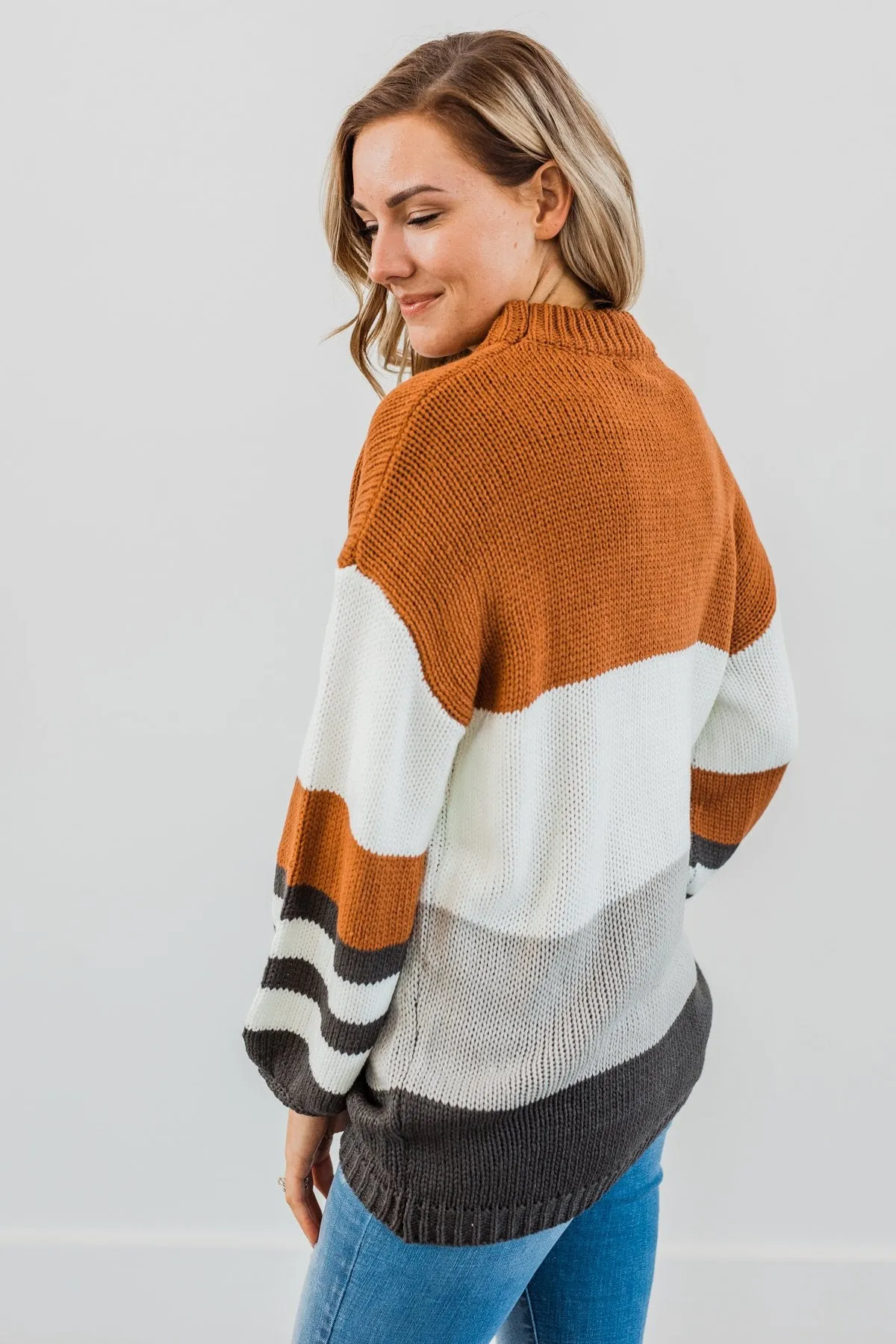 A Moment In Time Color Block Sweater- Camel