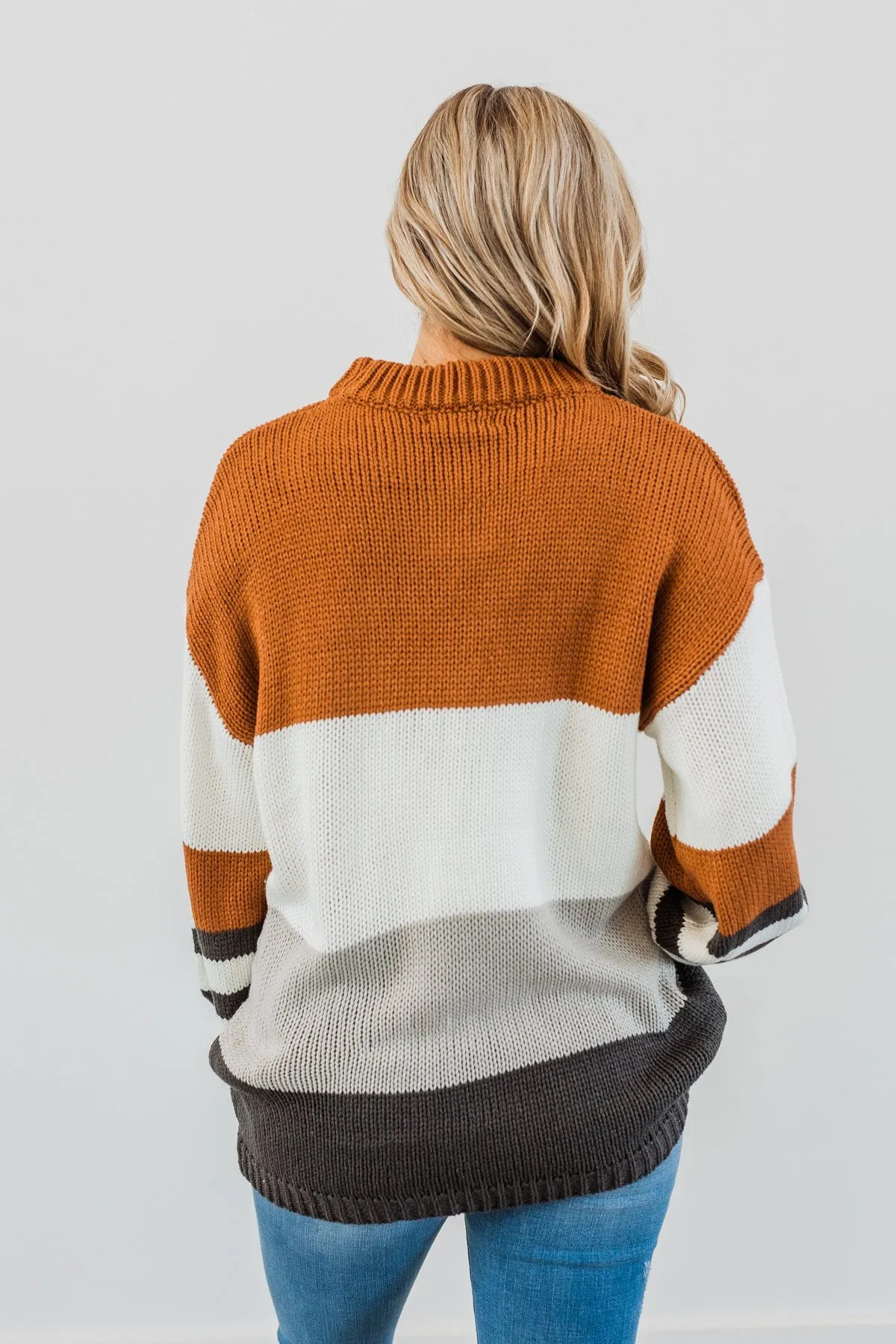 A Moment In Time Color Block Sweater- Camel