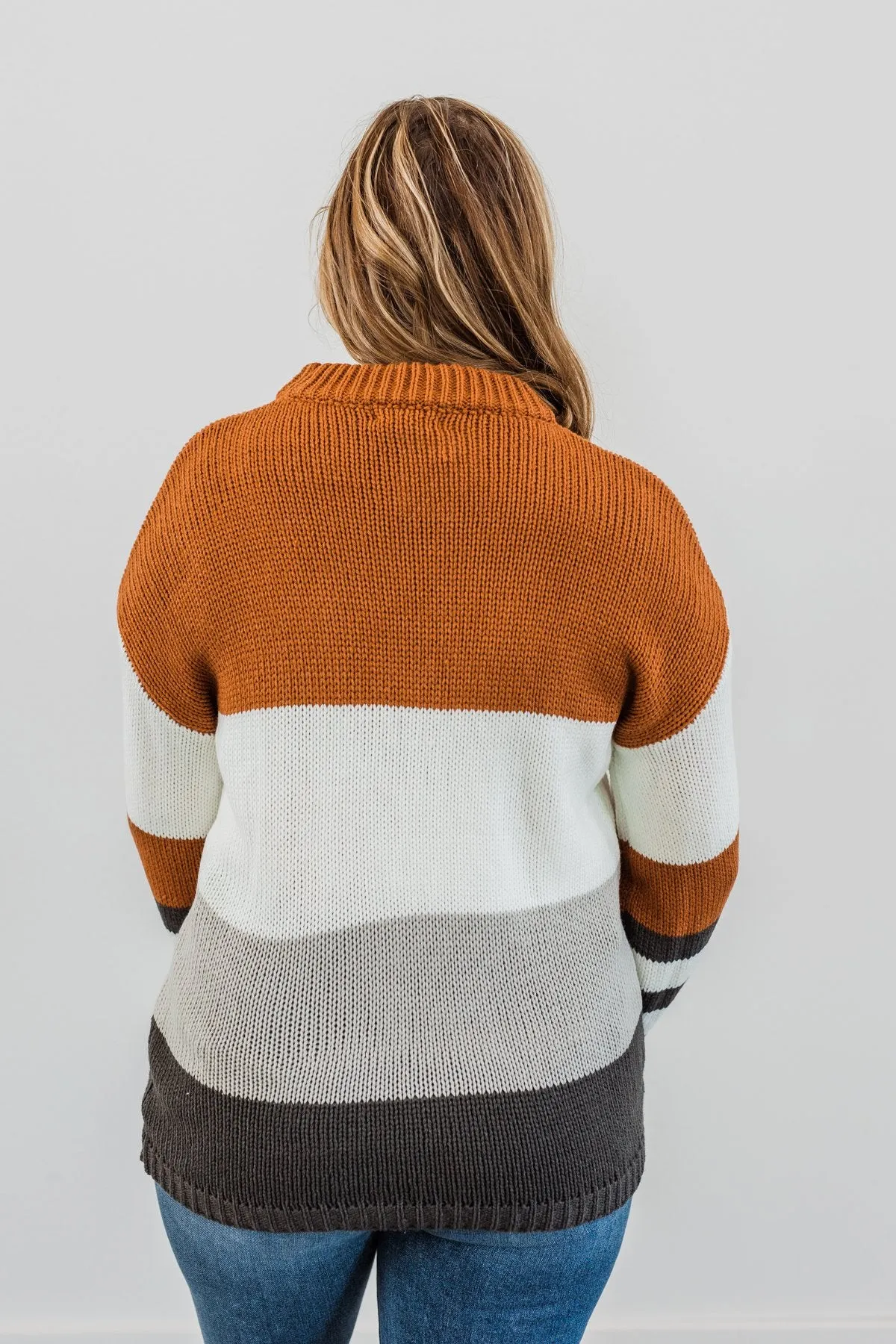 A Moment In Time Color Block Sweater- Camel