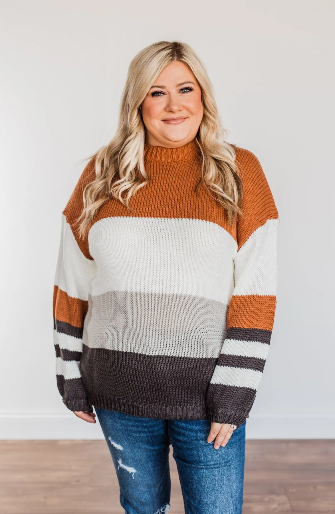 A Moment In Time Color Block Sweater- Camel