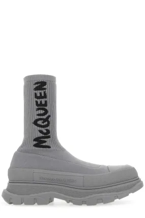 Alexander McQueen Logo Printed Sock-Style Boots