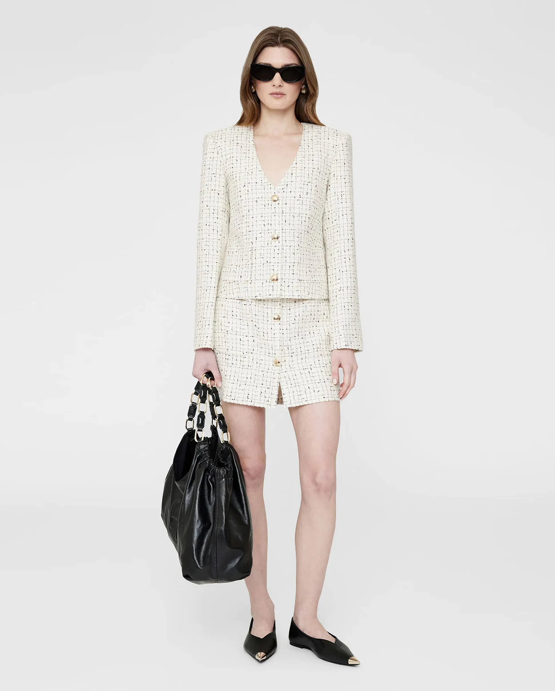 ANITTA JACKET / CREAM AND BLACK TWEED