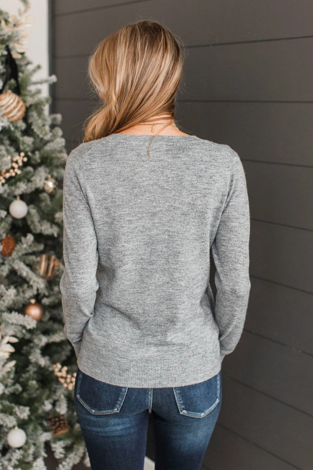 As It Happens V-Neck Sweater- Heather Grey