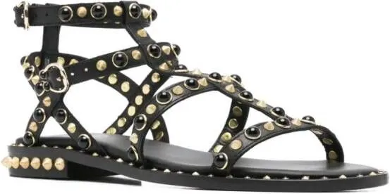 Ash stud-embellished leather flat sandals Black