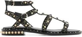 Ash stud-embellished leather flat sandals Black