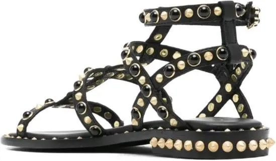 Ash stud-embellished leather flat sandals Black