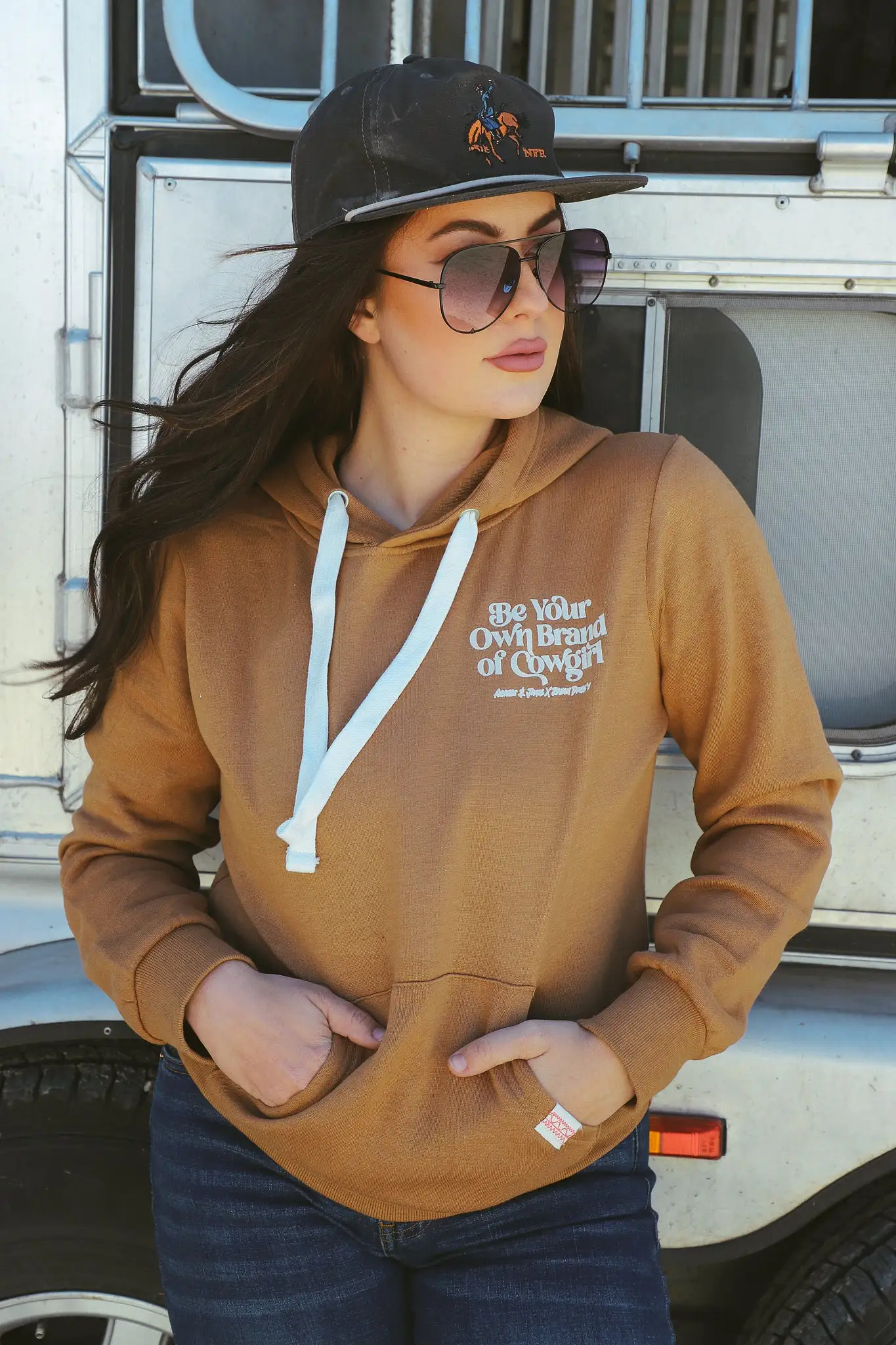 BE YOUR OWN BRAND OF COWGIRL CAMEL HOODIE