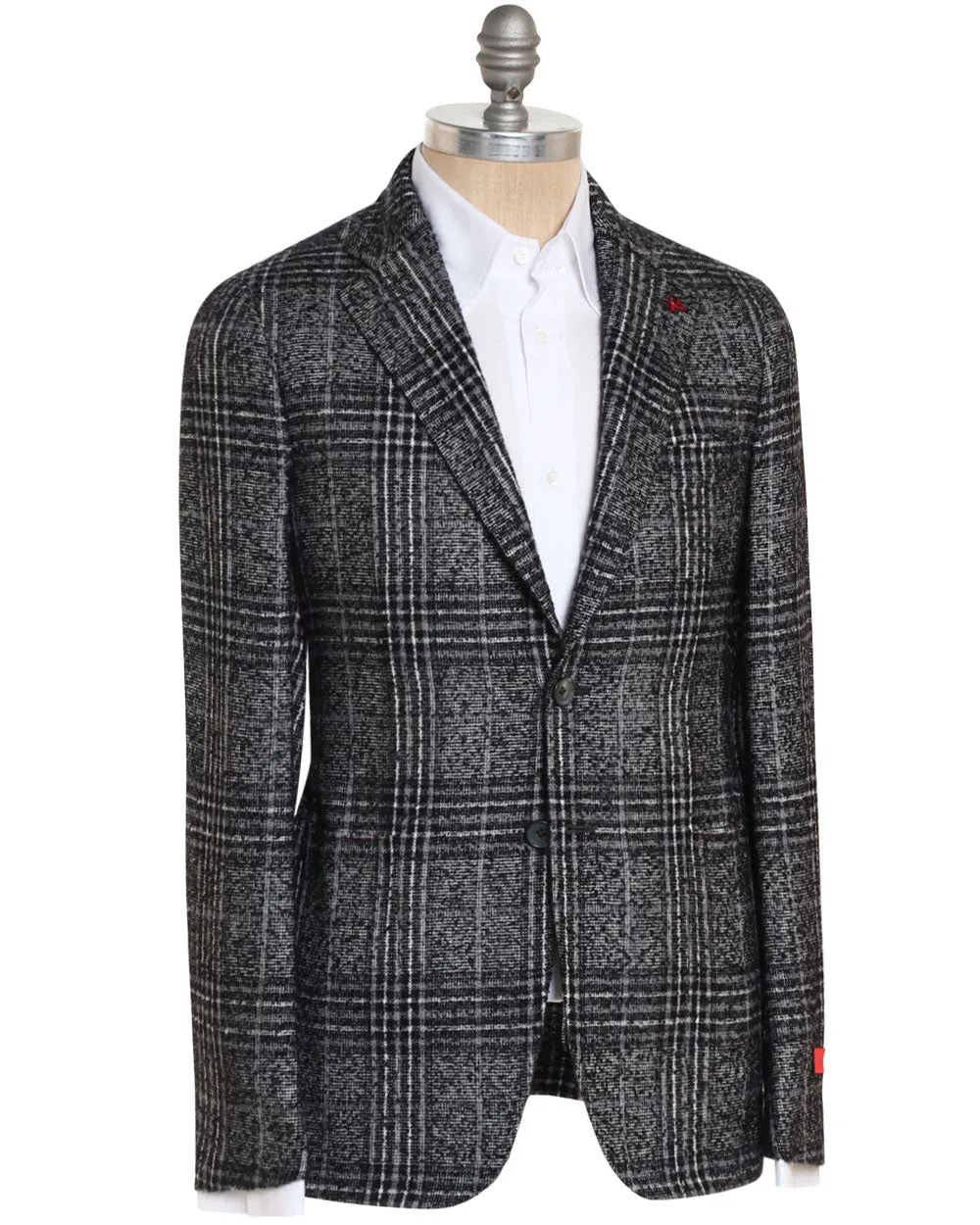 Black and Grey Cashmere Blend Plaid Boucle Capri Sportcoat