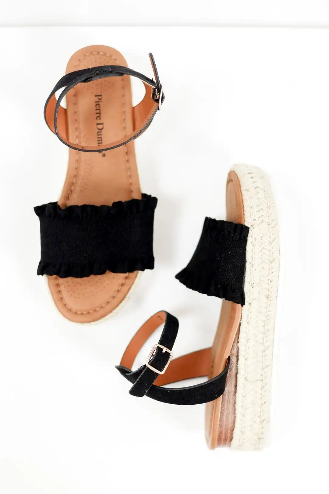 Black Flatform Espadrille Sandals