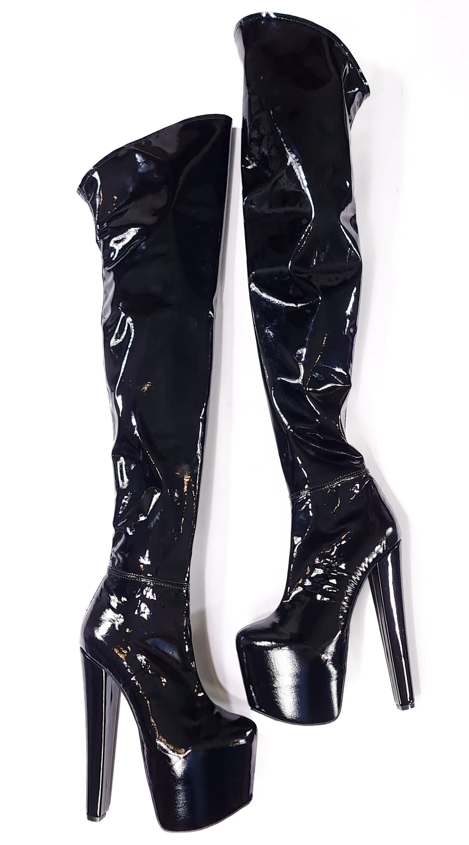 Black Patent Platform Over The Knee Boots