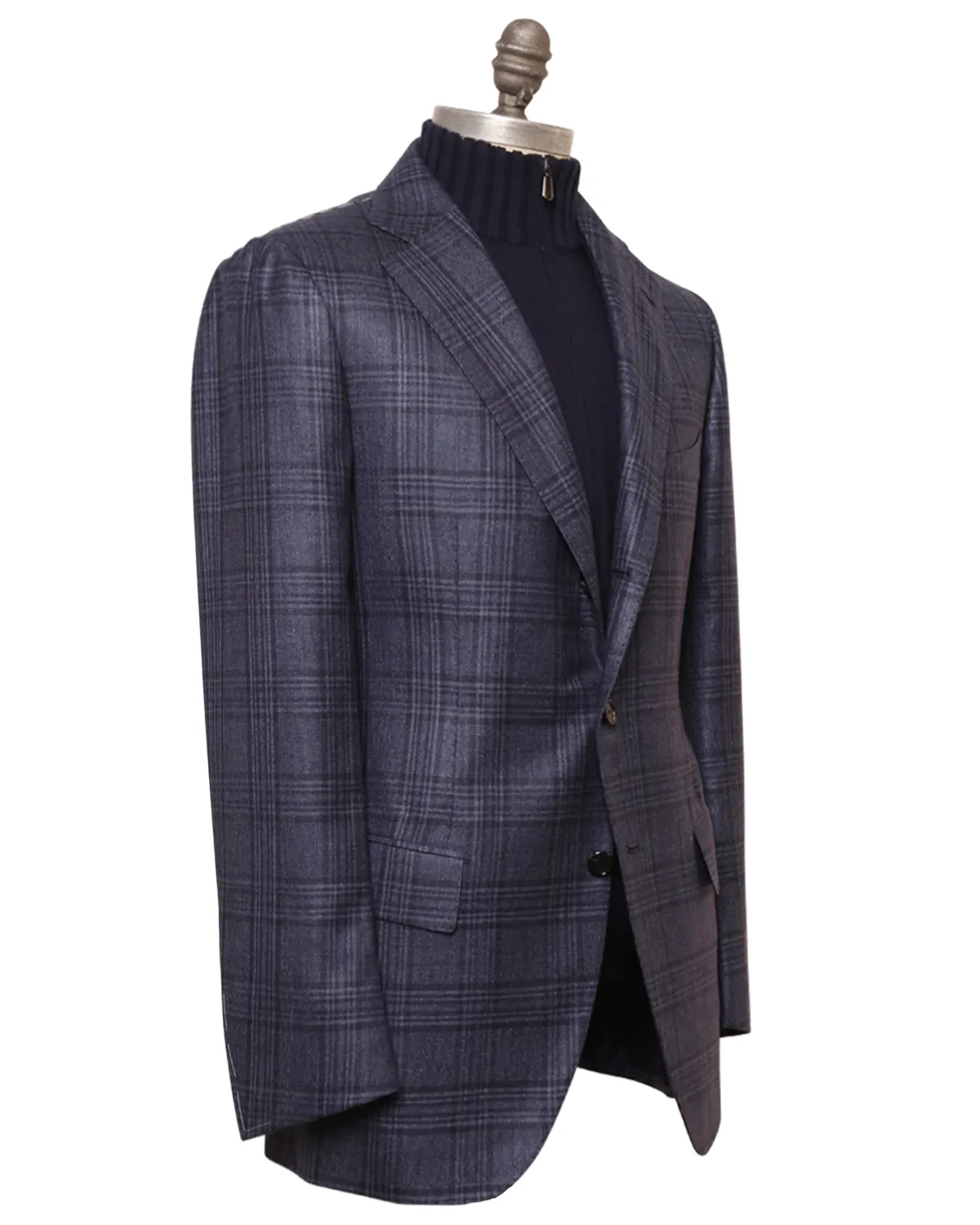 Blue and Navy Plaid Cashmere Blend Sportcoat