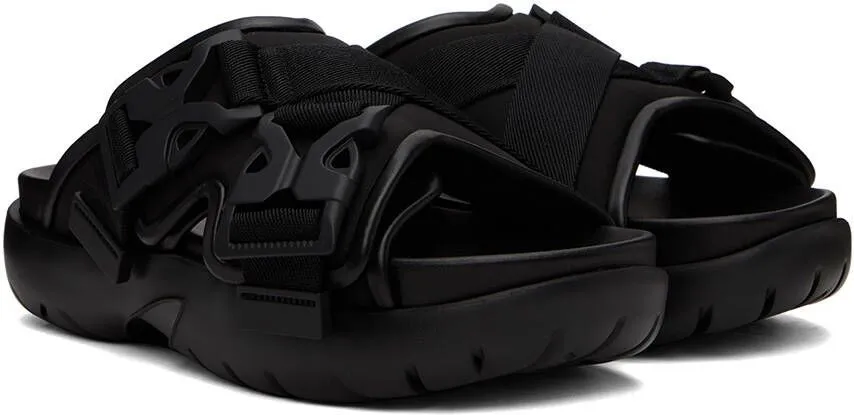 Bottega Veneta Black Snap Slide Sandals