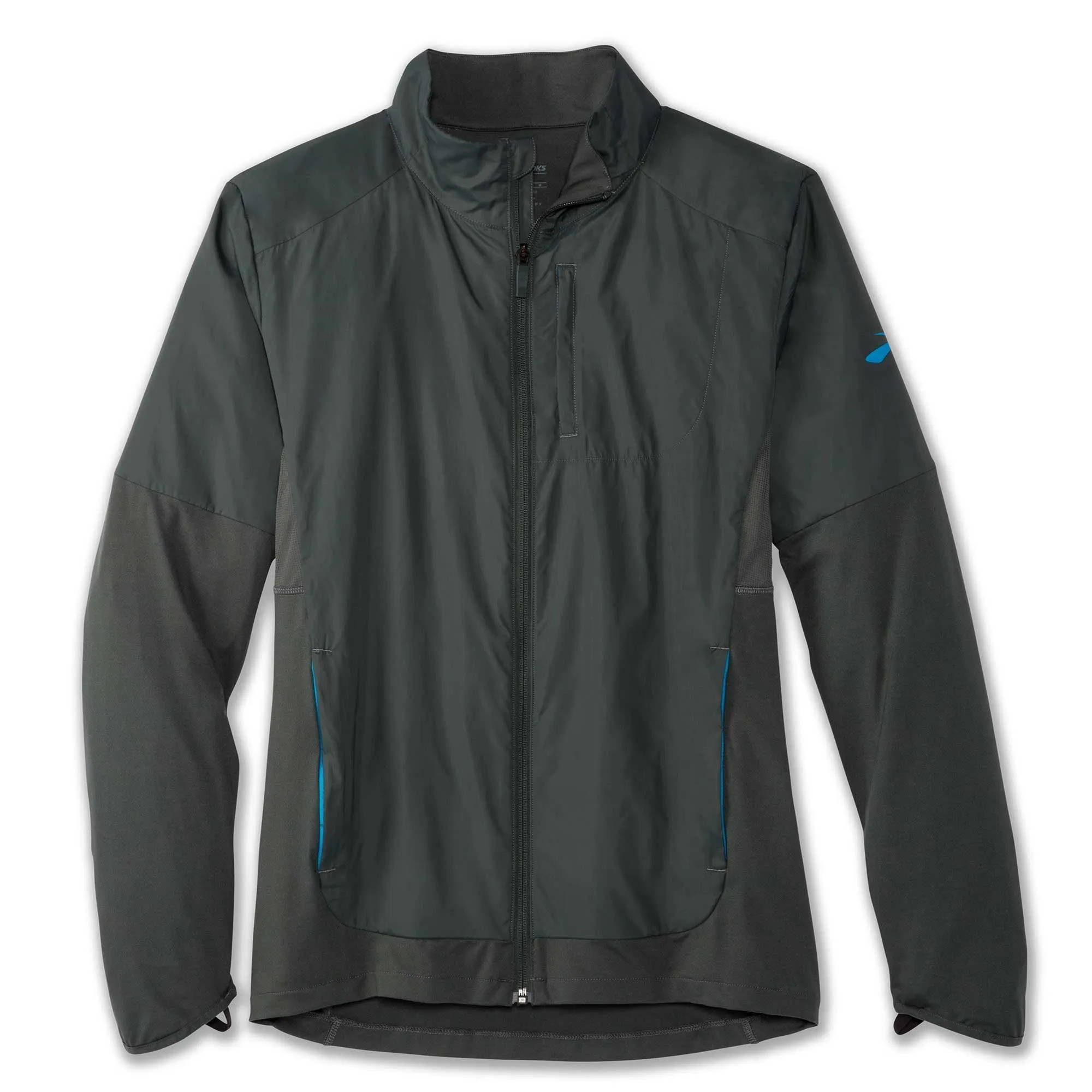 Brooks  Fusion Hybrid Jacket Mens Water Resistant & Wind Resistant Running Jacket Dark Oyster