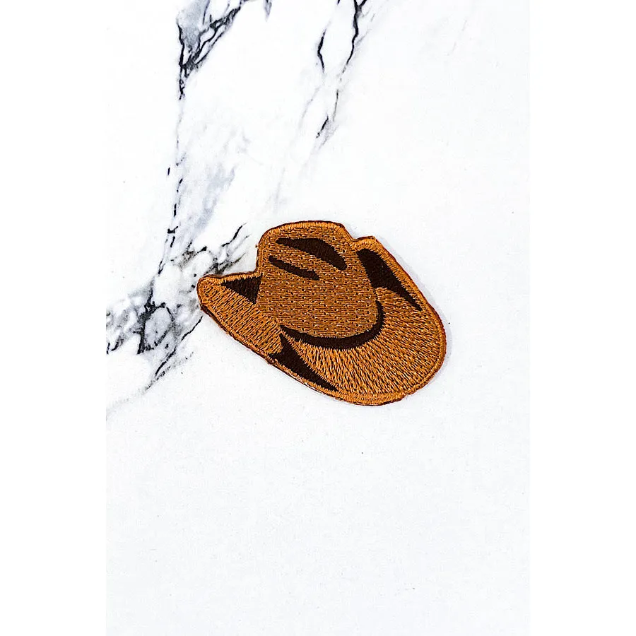 Brown Western Hat Embroidered Patch