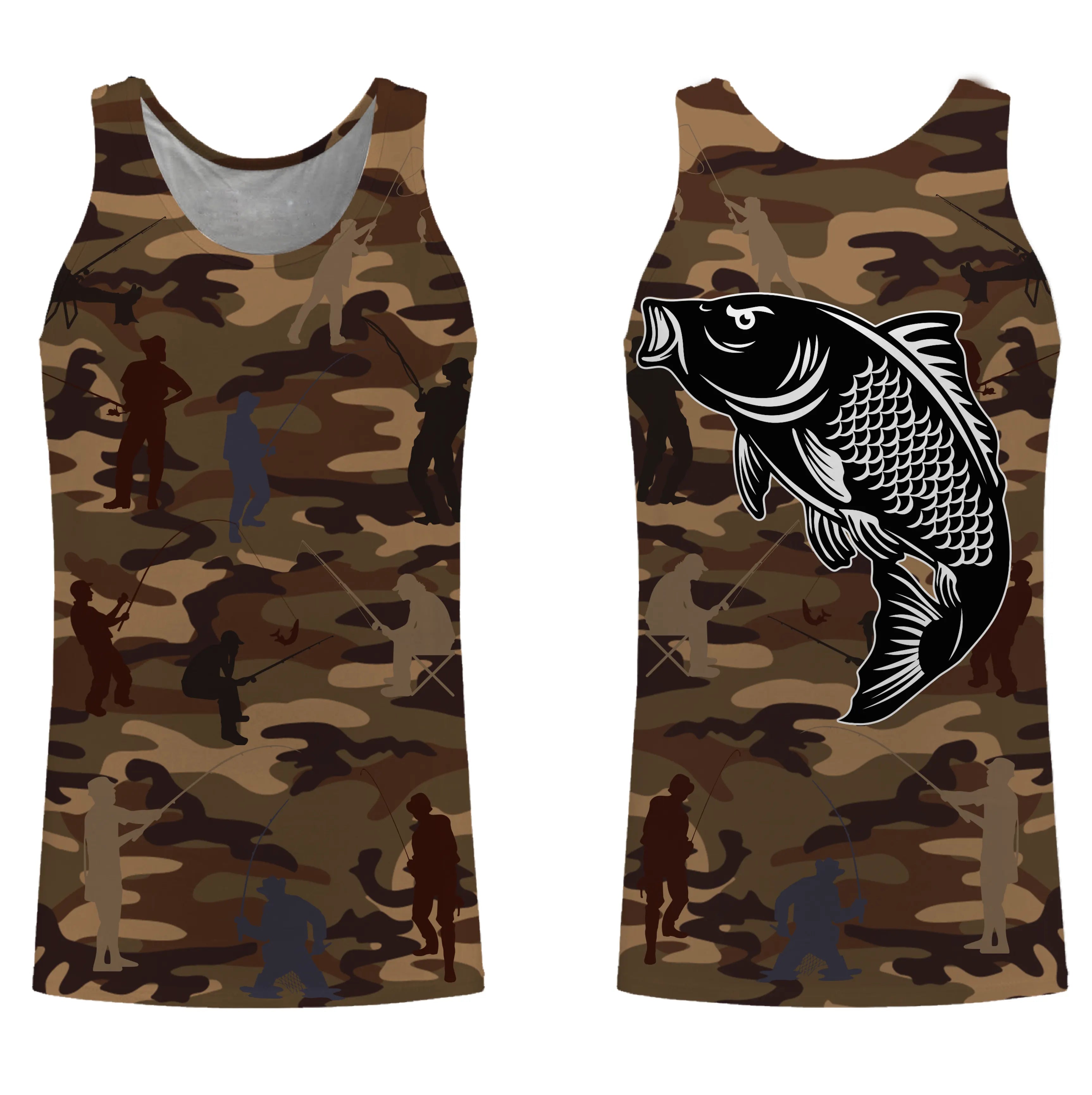 Camouflage de Pêche, Pêche de la Carpe, Cadeau Original Pêcheur, Tee shirt All-Over, T-Shirt Anti-UV - CTS19052231