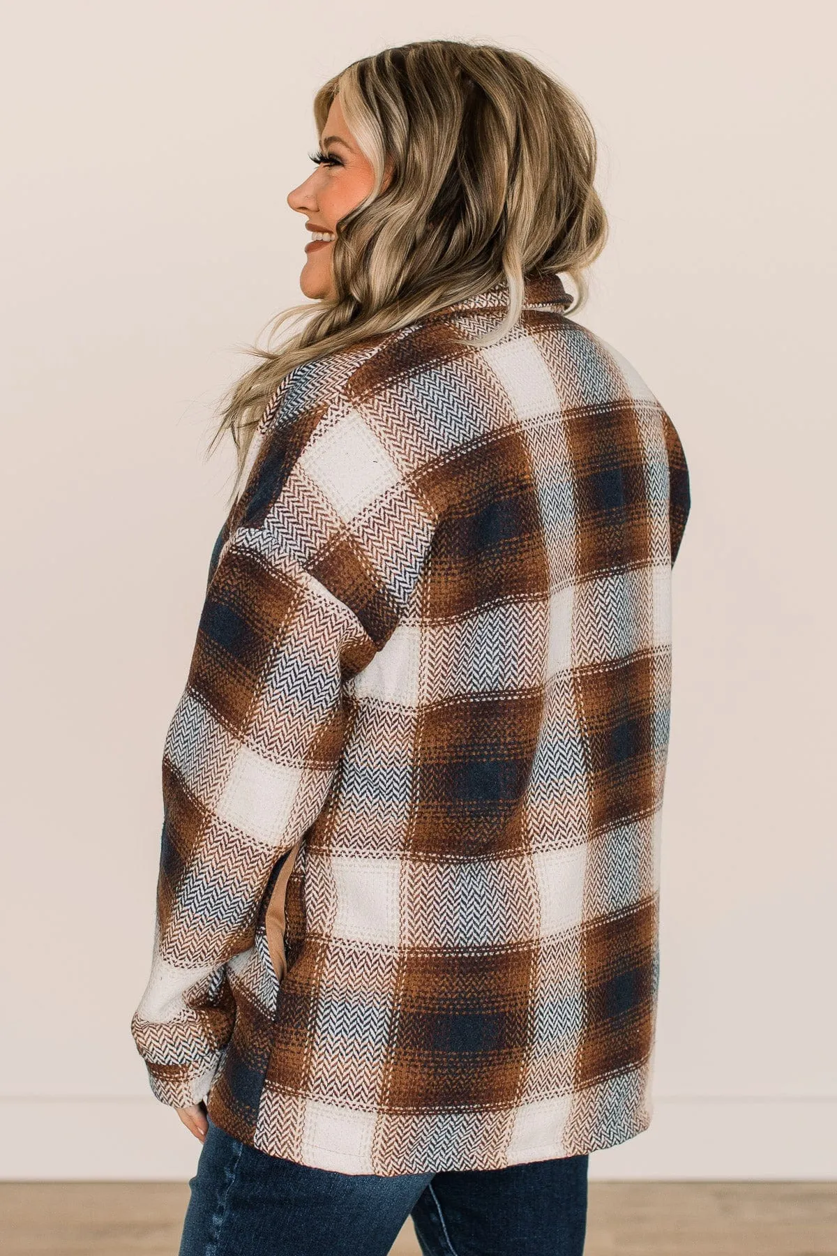 Campfire Nights Plaid Jacket- Brown & Navy