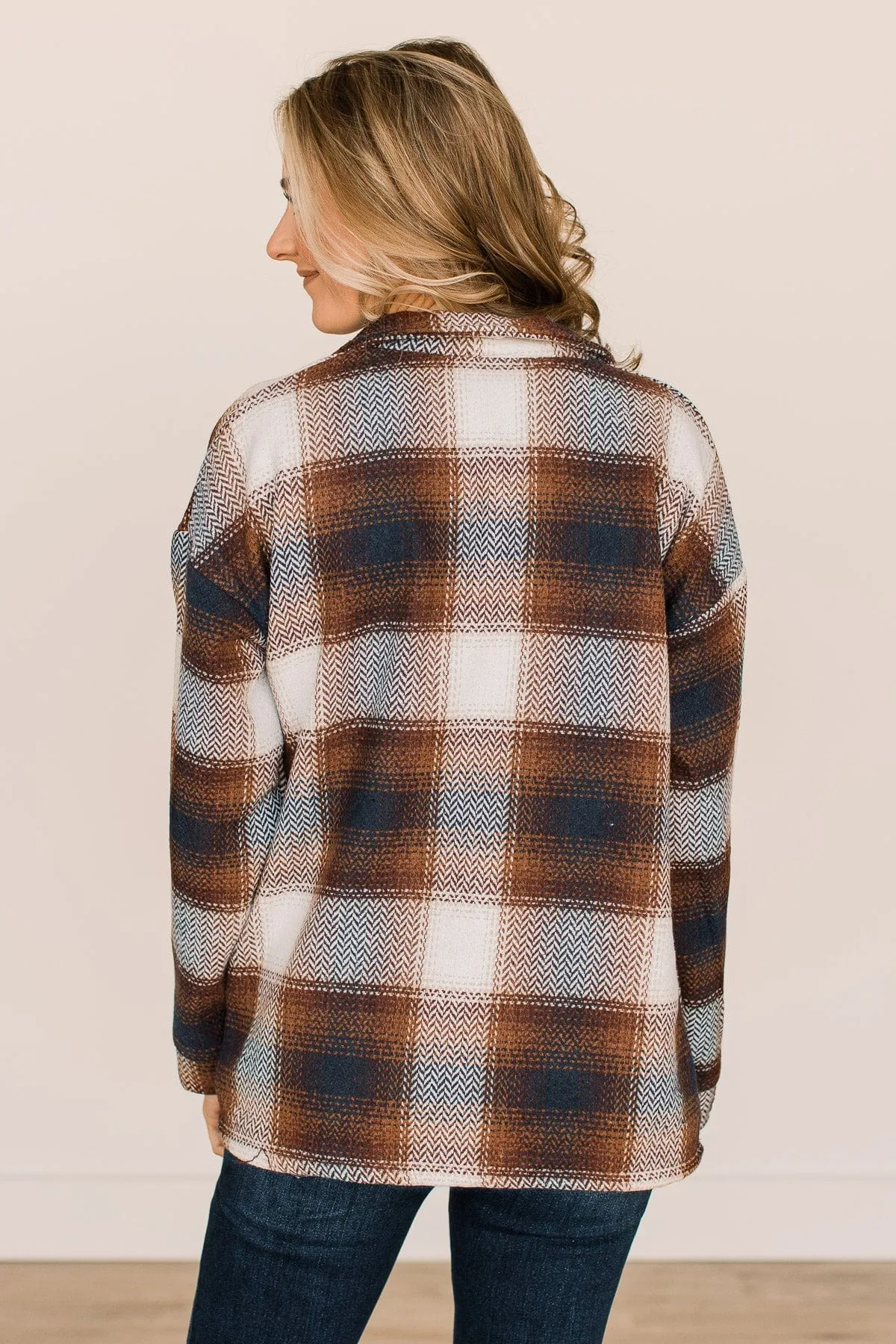 Campfire Nights Plaid Jacket- Brown & Navy