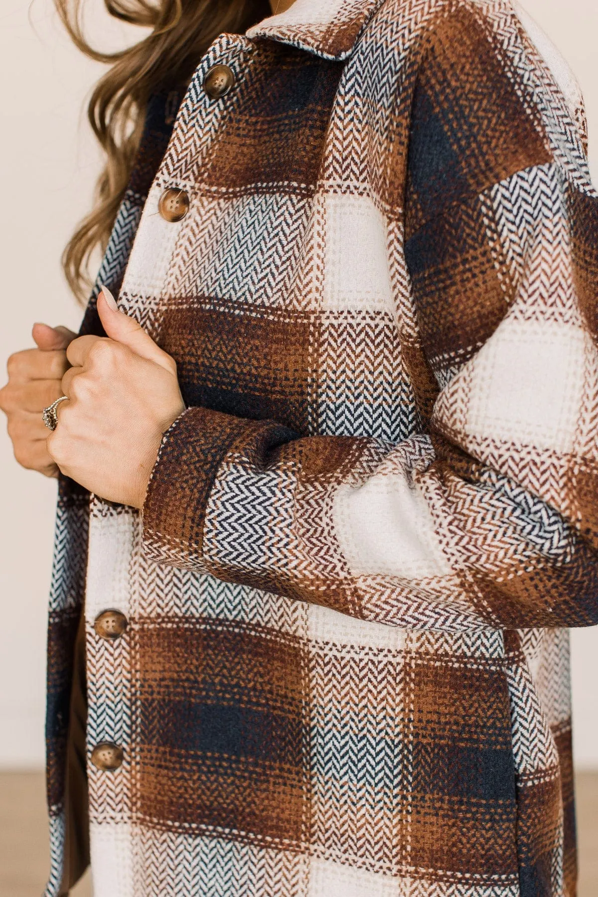 Campfire Nights Plaid Jacket- Brown & Navy