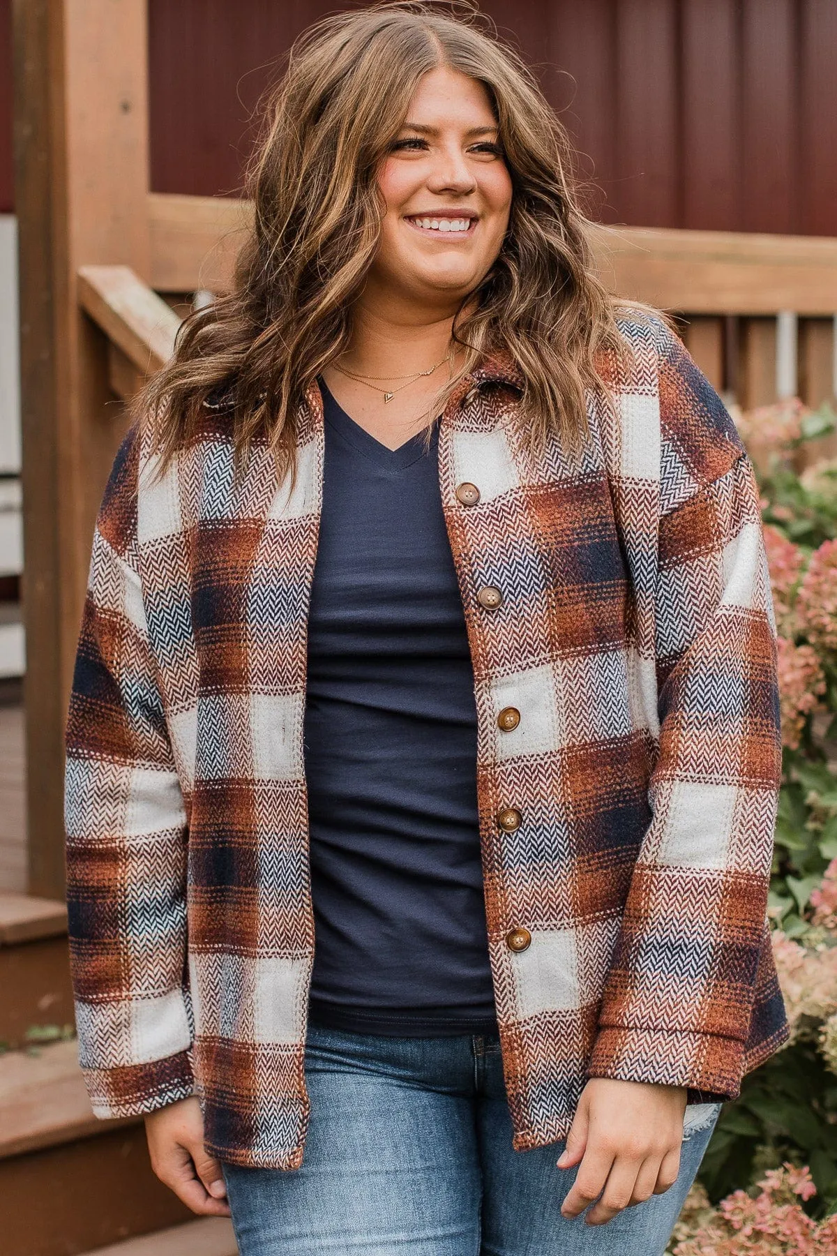 Campfire Nights Plaid Jacket- Brown & Navy