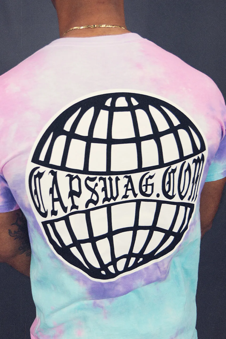 Capswag Summer 2021 CaspwagTV Wordmark Tie Dye Staff Shirt | Pink Tie Dye Shirt