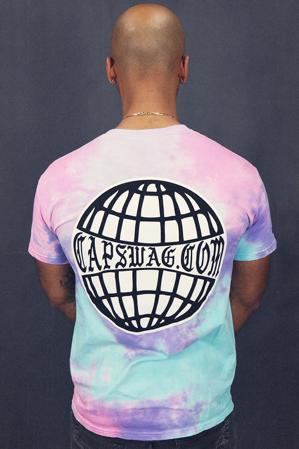 Capswag Summer 2021 CaspwagTV Wordmark Tie Dye Staff Shirt | Pink Tie Dye Shirt