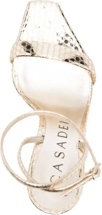 Casadei Superblade Atomium 100mm laminated sandals Gold