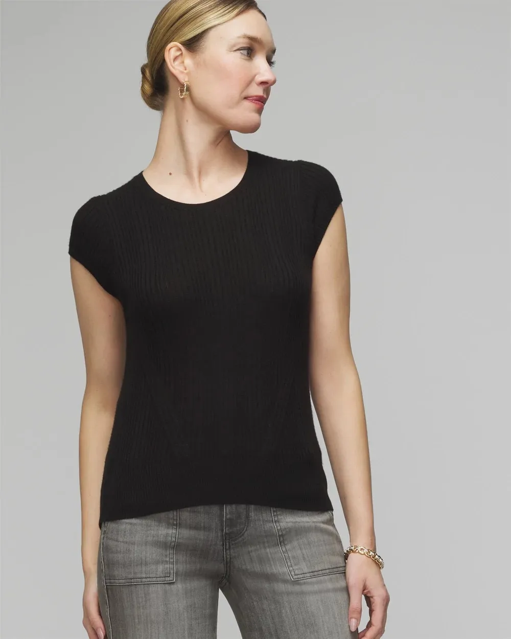 Cashmere Blend Short Sleeve Sweater