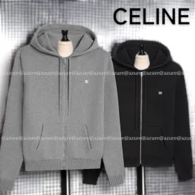 CELINE  |triomphe hooded sweater in wool and cashmere