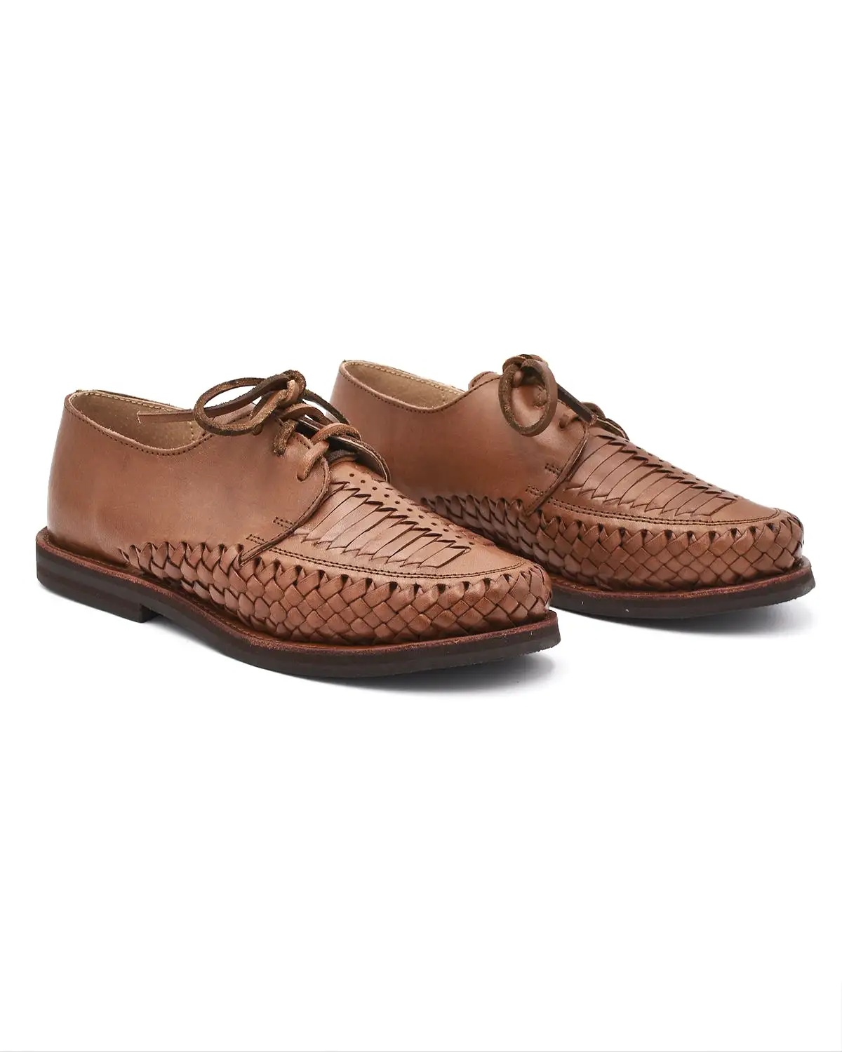 Chamula Veracruz Brown Lace Up Woven Shoe