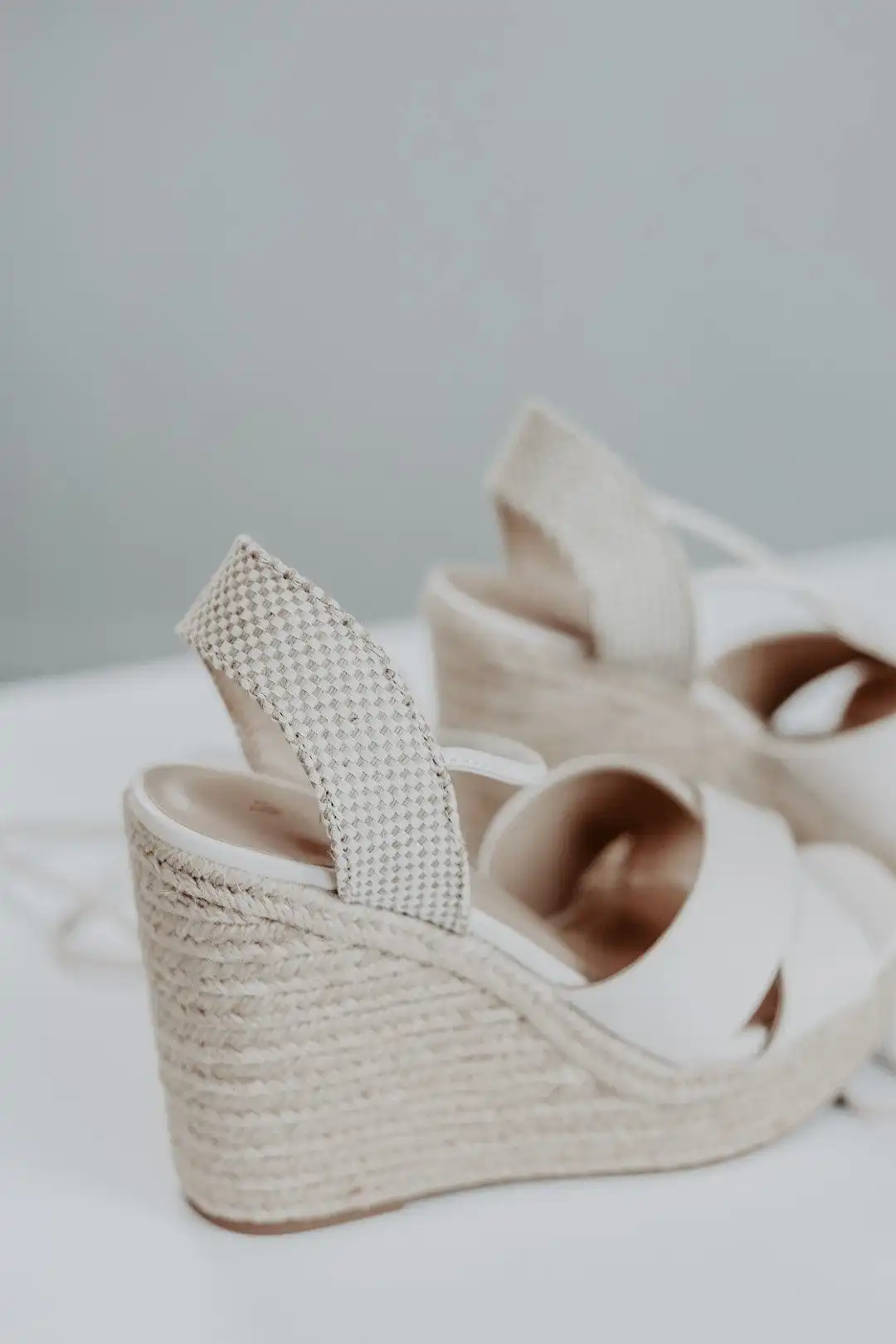 Cream Lace Up Espadrille Wedges