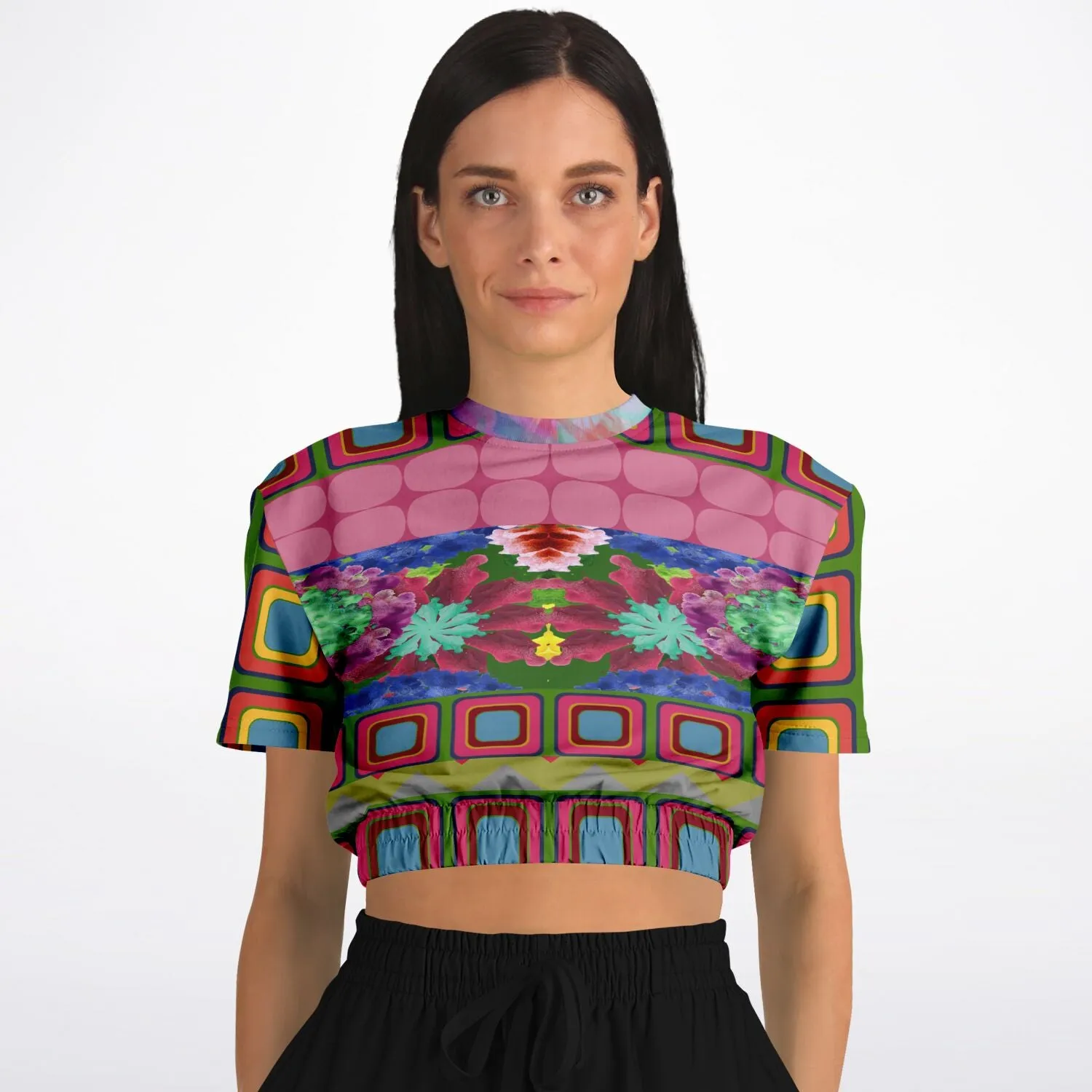 Dayglo Me Short Sleeve Cropped Eco-Poly Sweater