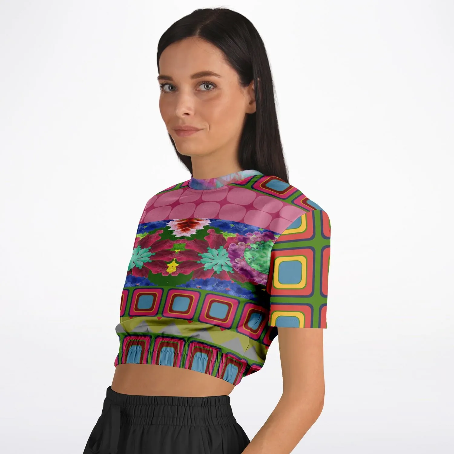 Dayglo Me Short Sleeve Cropped Eco-Poly Sweater