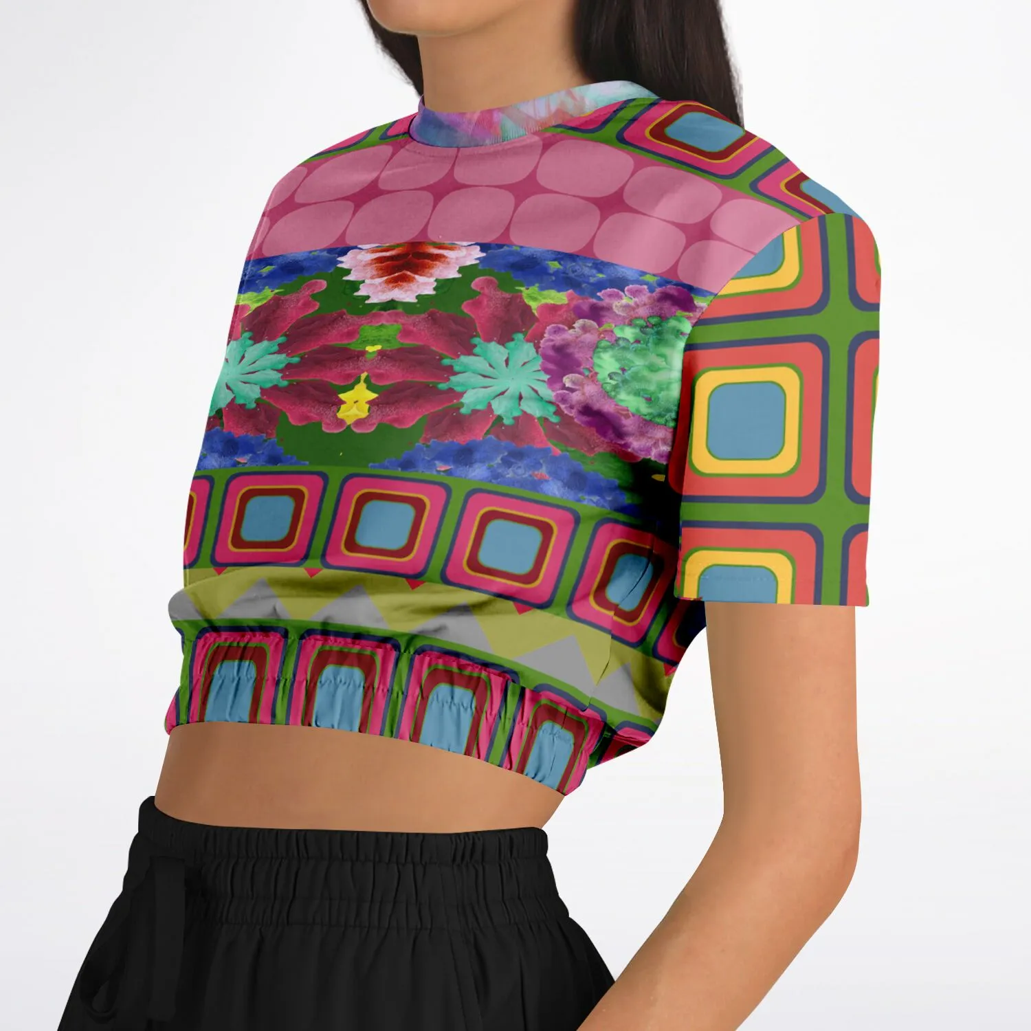 Dayglo Me Short Sleeve Cropped Eco-Poly Sweater