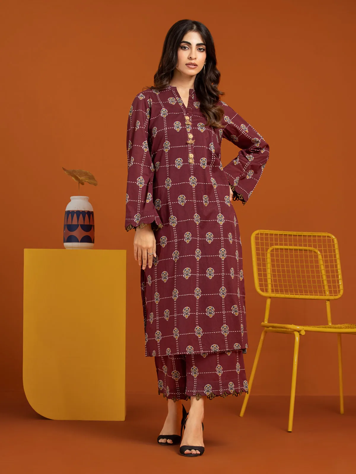 edenrobe Allure Printed Khaddar Unstitched 2Pc Suit EWU23A3-26415ST