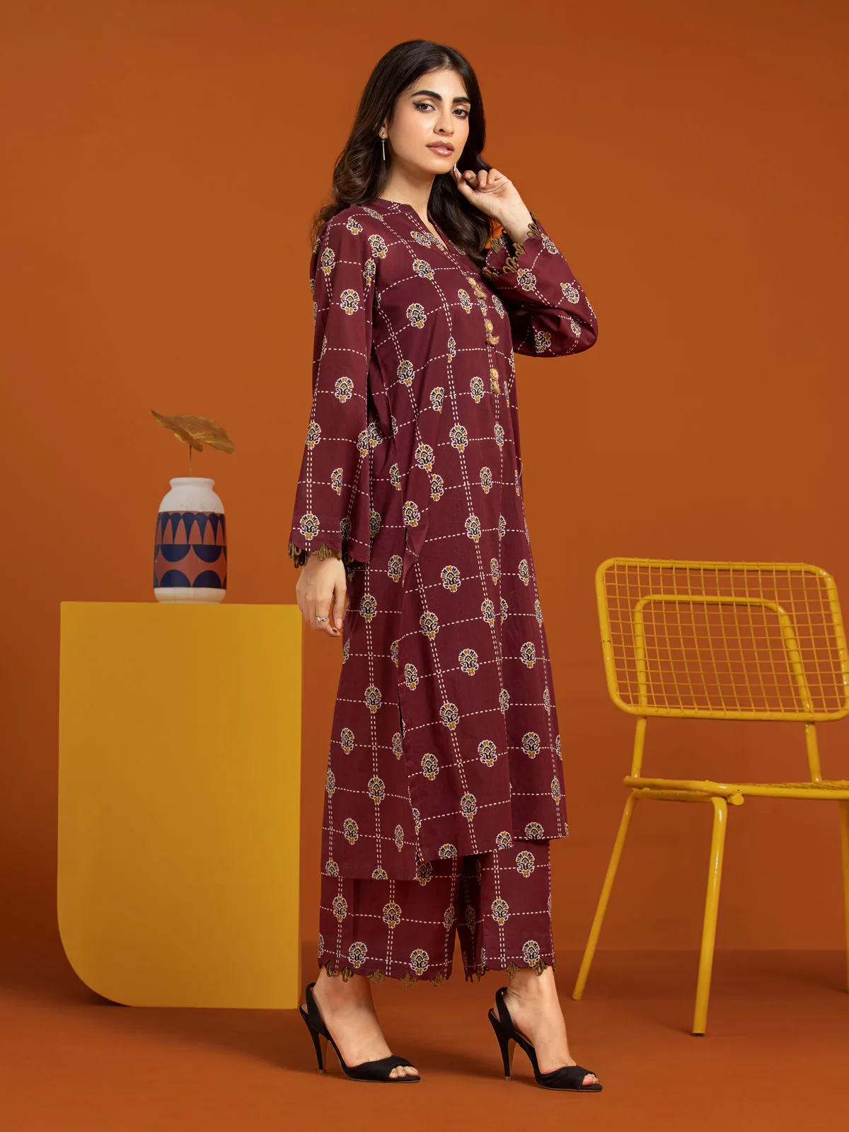 edenrobe Allure Printed Khaddar Unstitched 2Pc Suit EWU23A3-26415ST