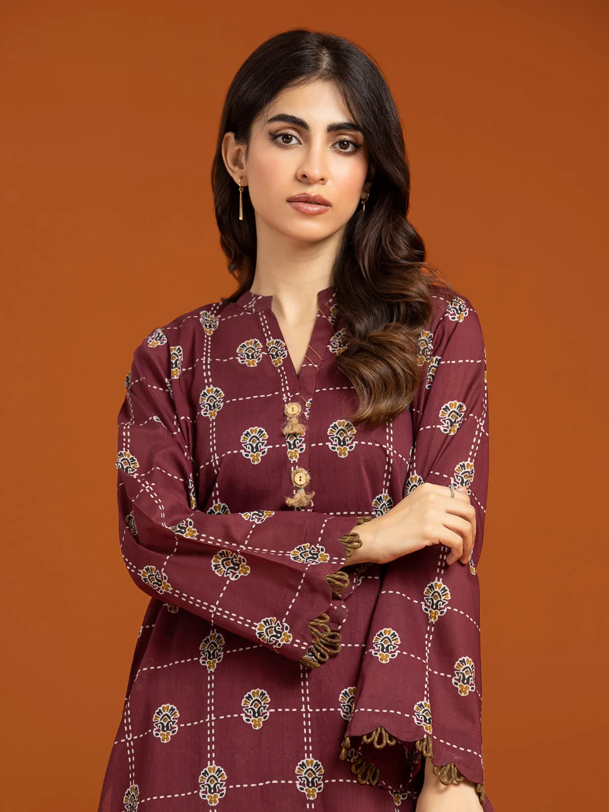 edenrobe Allure Printed Khaddar Unstitched 2Pc Suit EWU23A3-26415ST