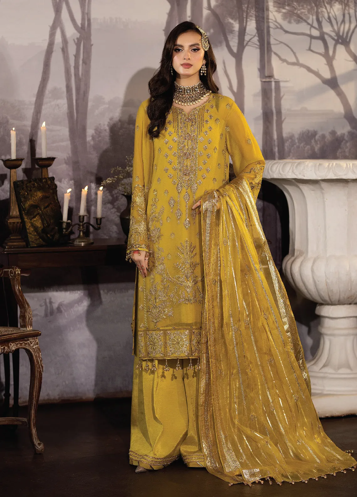 Enliven Majestic by Imrozia Premium Embroidered Chiffon 3 Piece Unstitched Suit - IMP24EL M-61 ISABELLA