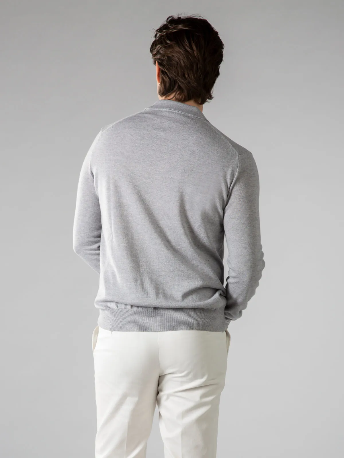 Extrafine Merino Polo Light Grey