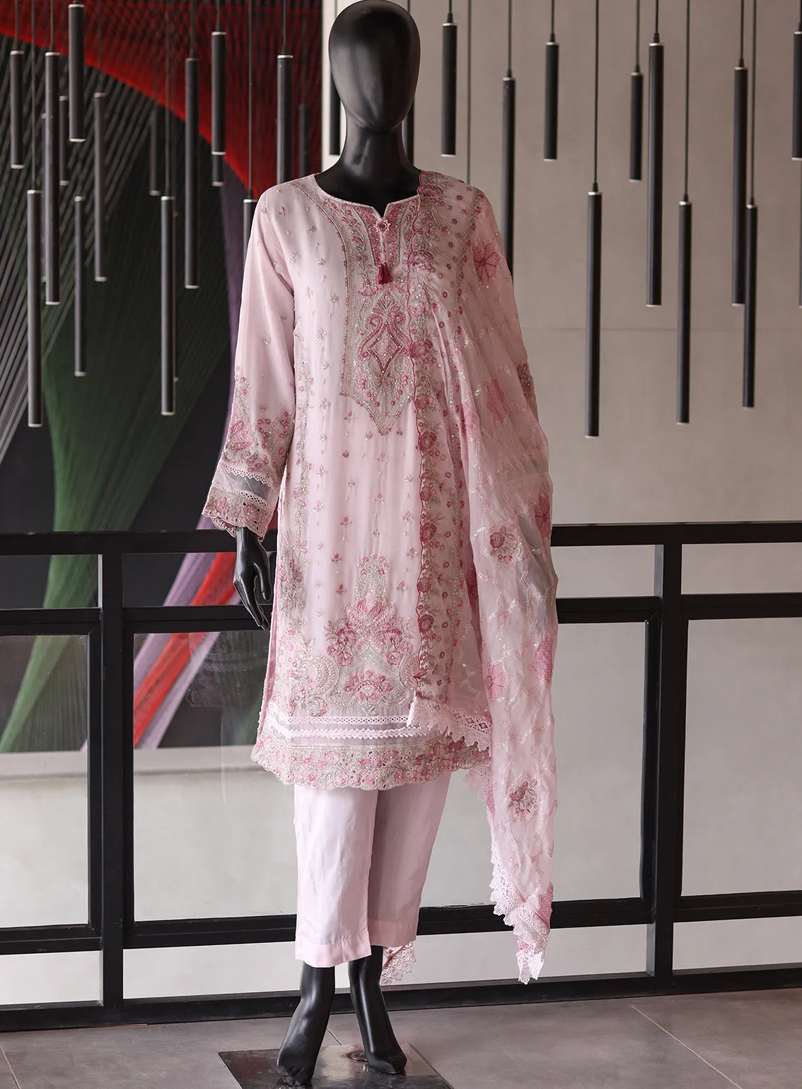 Fasaane By HZ Textile Embroidered Chiffon 3 Piece Stitched Suit HZ24FC D-168 LLC