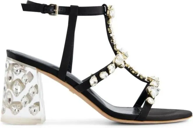 Giambattista Valli Diamond Dip satin sandals Black