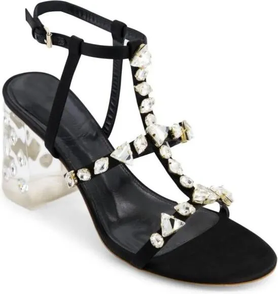 Giambattista Valli Diamond Dip satin sandals Black