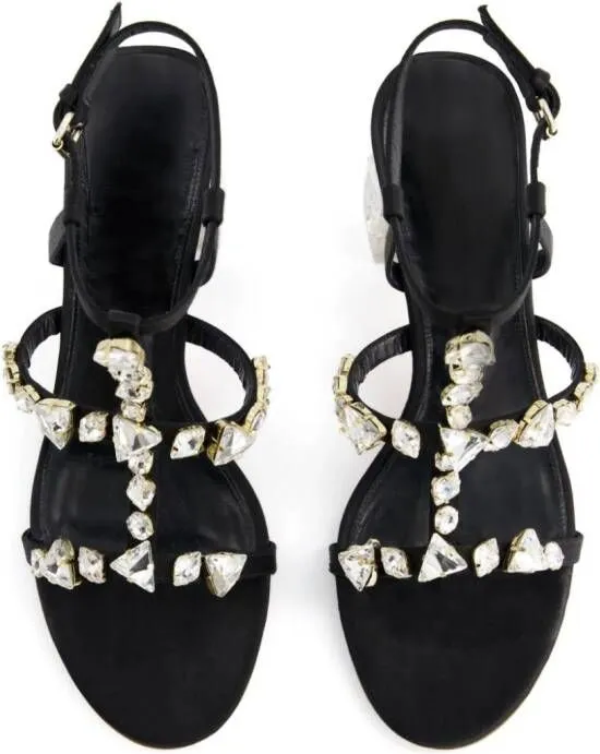 Giambattista Valli Diamond Dip satin sandals Black