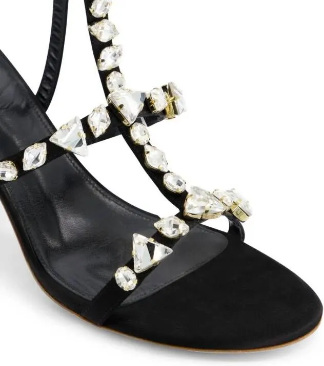 Giambattista Valli Diamond Dip satin sandals Black