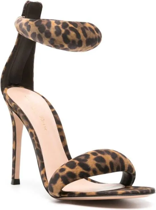 Gianvito Rossi Bijoux 105mm leopard-print sandals Brown