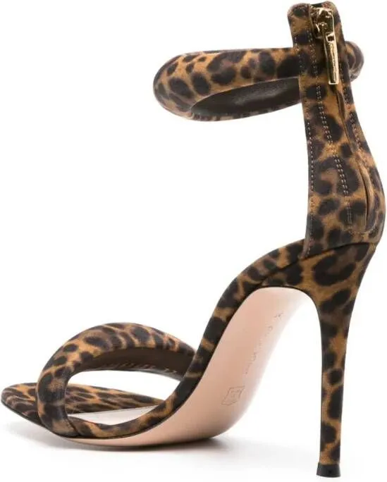 Gianvito Rossi Bijoux 105mm leopard-print sandals Brown