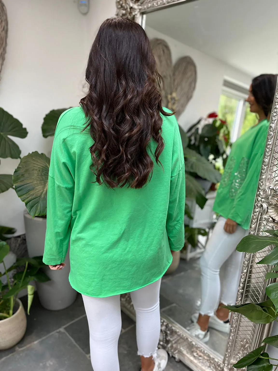 Green Sequin Detail Sweatshirt Davina