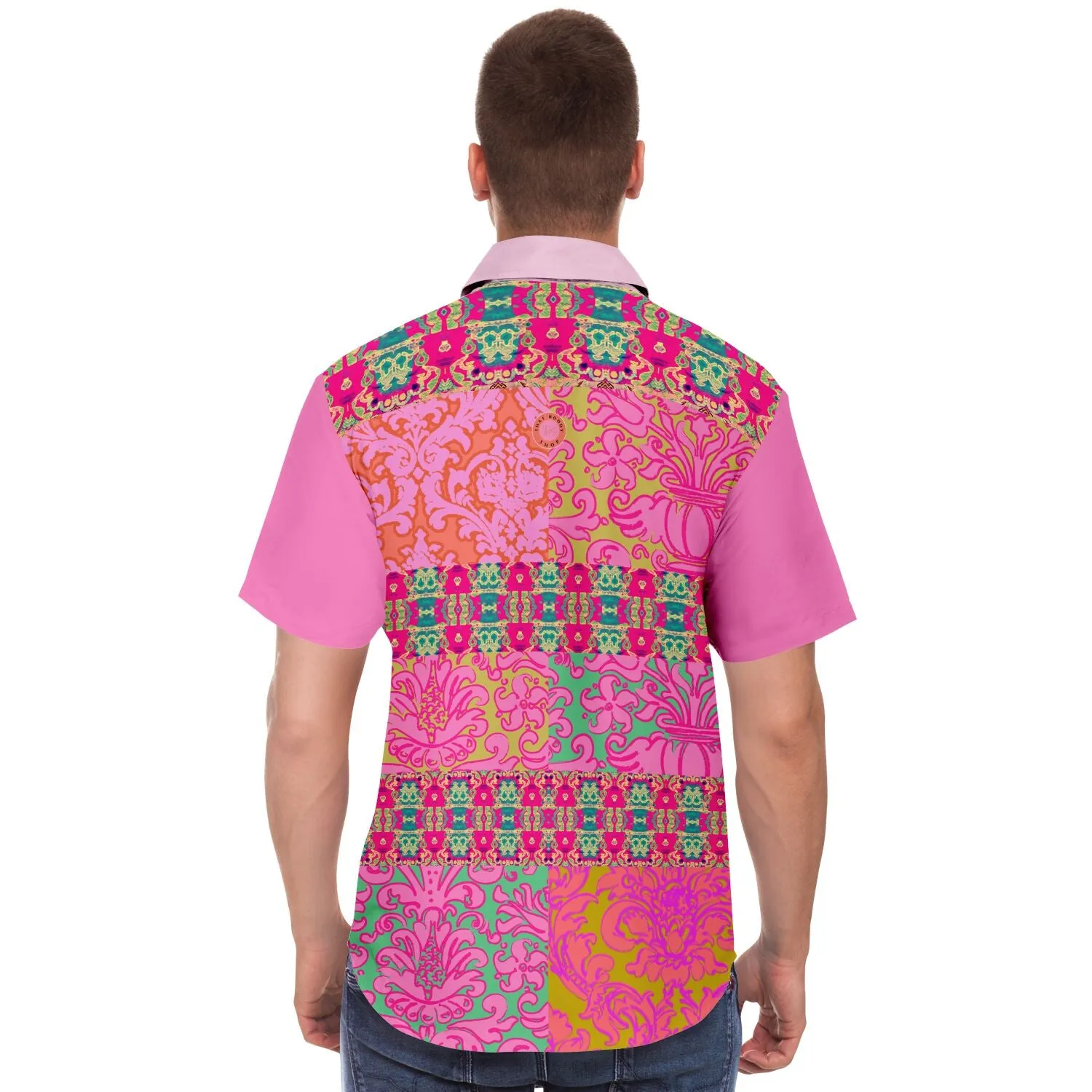 Gypsy Beat Indian Floral Short Sleeve Button Down Shirt